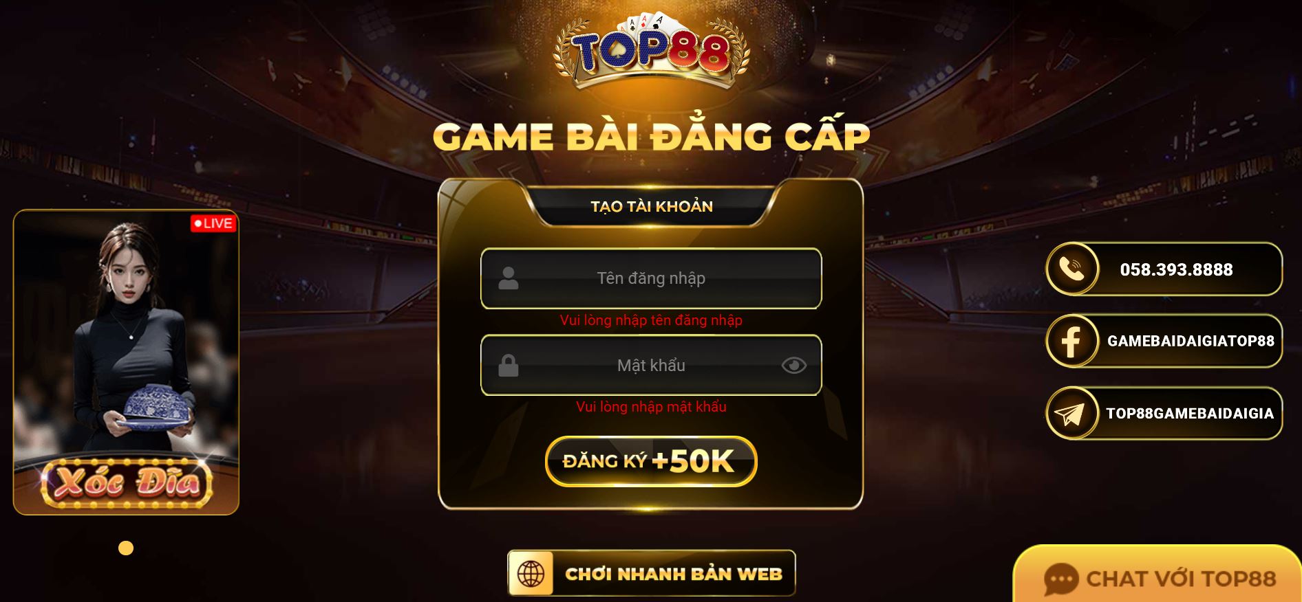 đăng nhập top88
