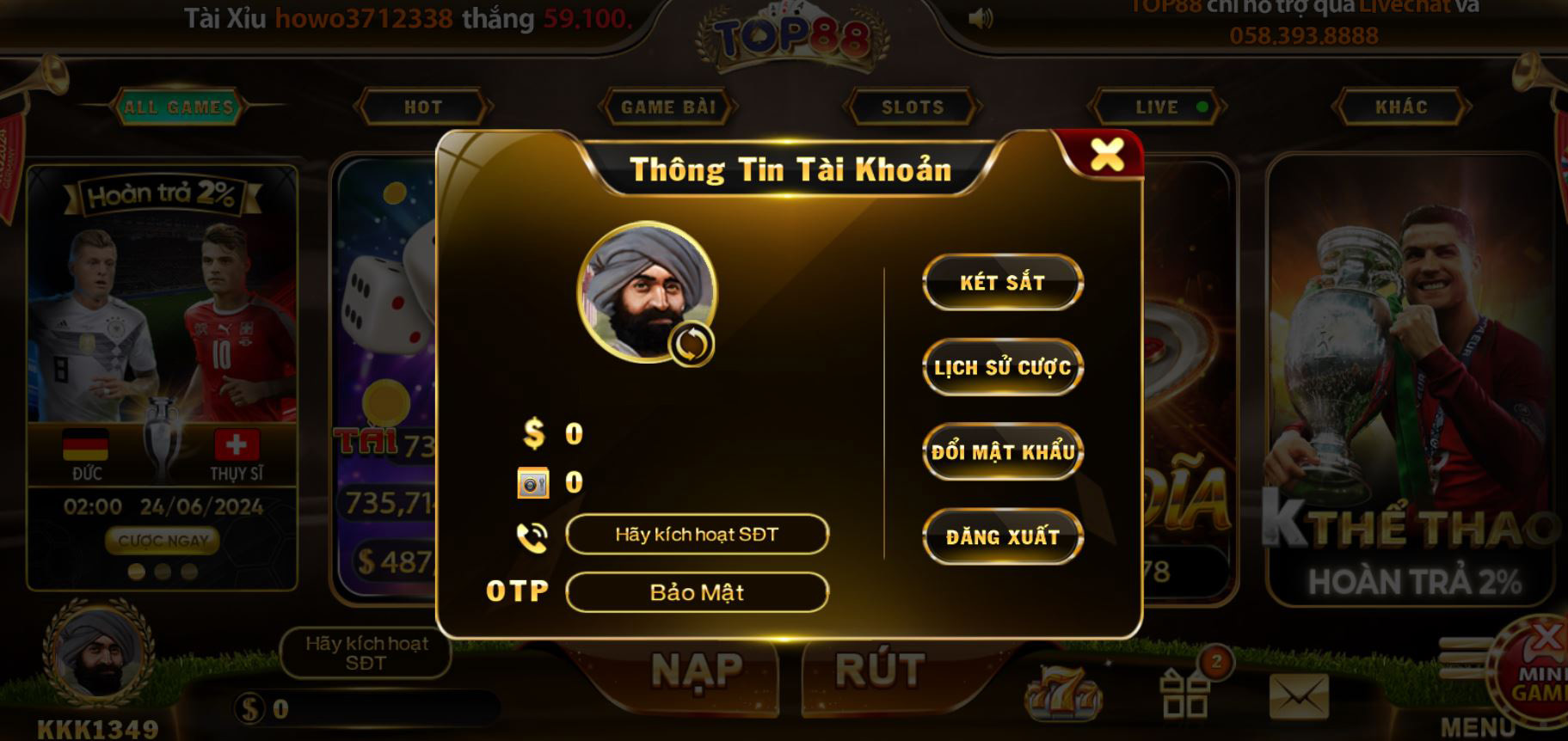 Cách Nạp Tiền Top88