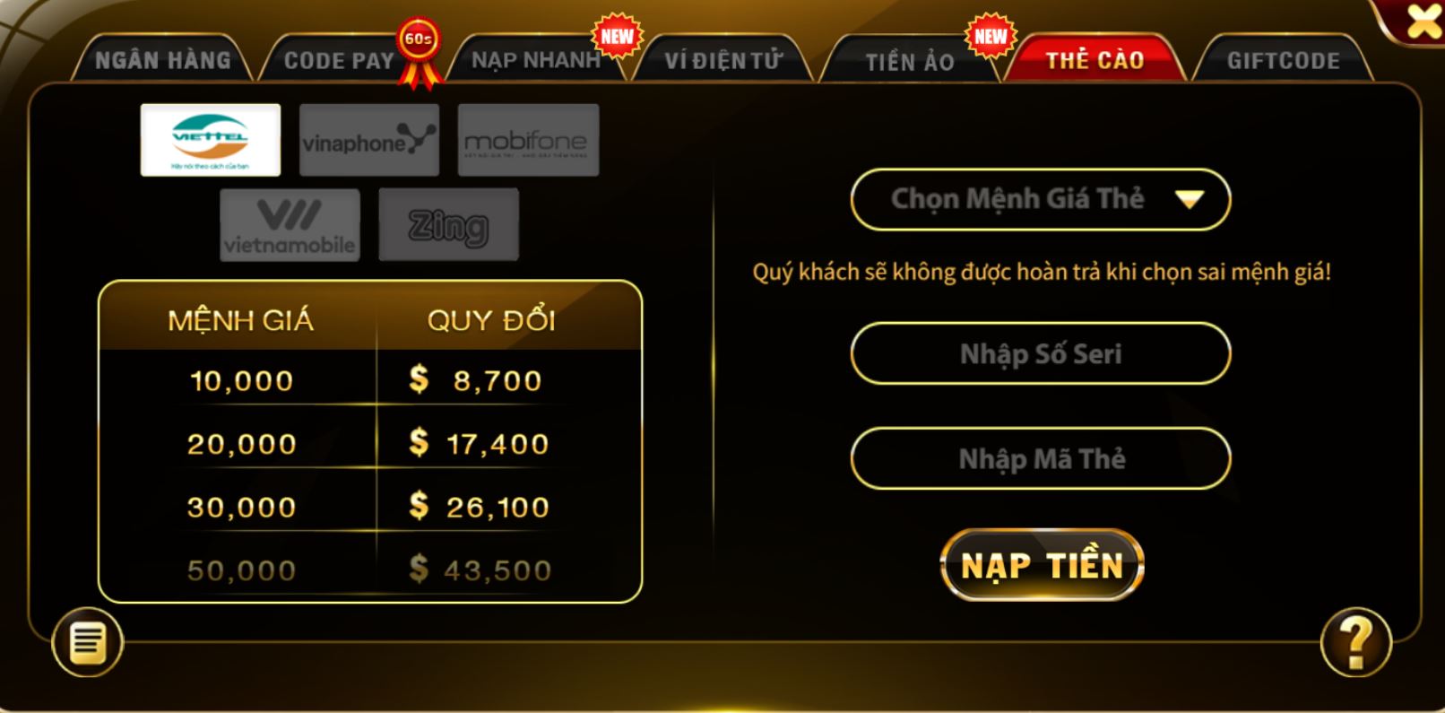 Cách Nạp Tiền Top88